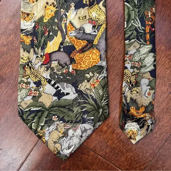 Vintage Pierre Cardin Exotic Tropical Animal Print Tie, 100% Silk - Picture 7 of 13